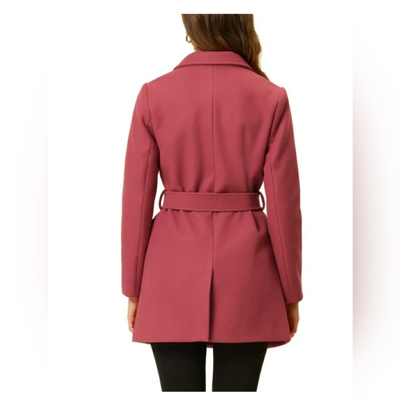 🏷Allegra K NWT Women's Notch Lapel Double Breasted Belted Trenchcoat L - Picture 3 of 16